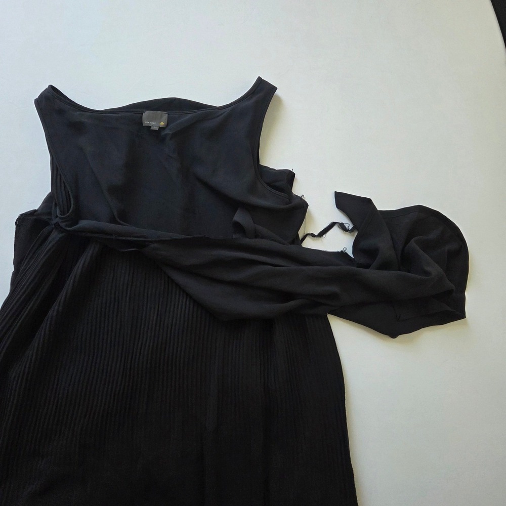 FENDI‎ Italy Black Dress Pleated Fringe Trim Sleeveless Elegant - Picture 9 of 9